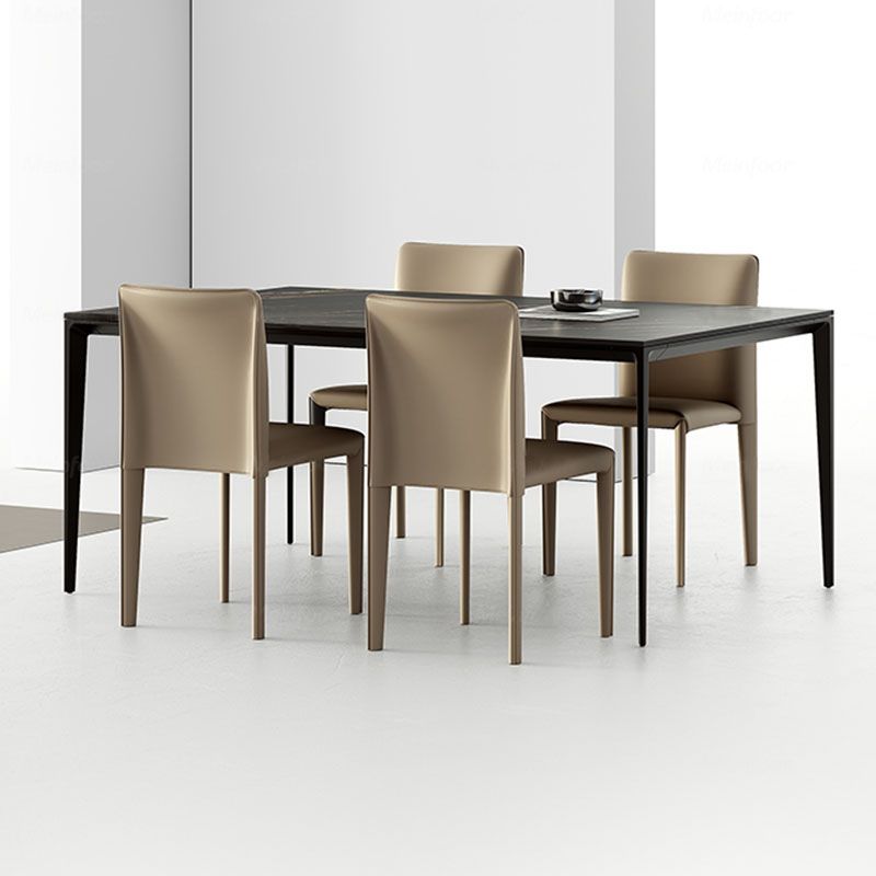 Designer Style Armless Chair Parsons Back Leather Chair for Restaurant Clearhalo 'Dining Chairs' 'Dining Tables & Seating' 'dining_chair' 'furn' 'furn_dining_chair' 'Furniture' 'Kitchen & Dining Furniture' 1200x1200_9d4e510b-42fa-46cd-968c-a3a0087c056e