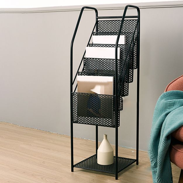 Industrial Metal Standard Bookcase Closed Back Bookshelf with Shelves