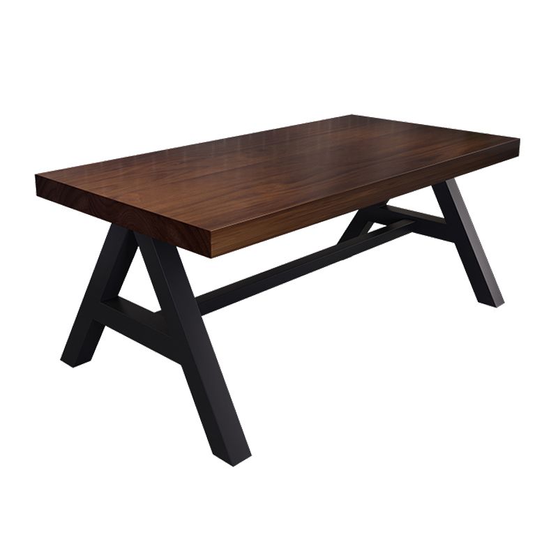 Industrial Solid Wood Dining Table Brown Rectangle Table with Trestle Base for Dinning Room Clearhalo ' dining_table' 'Dining Tables & Seating' 'Dining Tables' 'furn' 'furn_dining_table' 'Furniture' 'furniture_dining_table' 'Kitchen & Dining Furniture' 'kitchen&dining_furn' 'kitchen' 'kitchen_dining_table' 1200x1200_9d508e71-08a7-4e25-a34d-c10ddea8e0d6