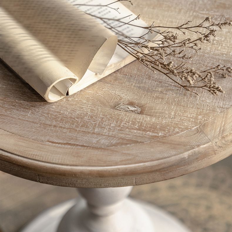 French Country Style Side End Table Pedestal Round Sofa Side Accent Table