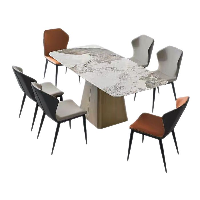 Traditional Rectangle Luxury Dining Table White Sintered Stone Table with Metal Pedestal Base Clearhalo ' dining_table' 'Dining Tables & Seating' 'Dining Tables' 'furn' 'furn_dining_table' 'Furniture' 'furniture_dining_table' 'Kitchen & Dining Furniture' 'kitchen&dining_furn' 'kitchen' 'kitchen_dining_table' 1200x1200_9d52f347-20b5-45ff-bf82-36e2e8fa6e7a