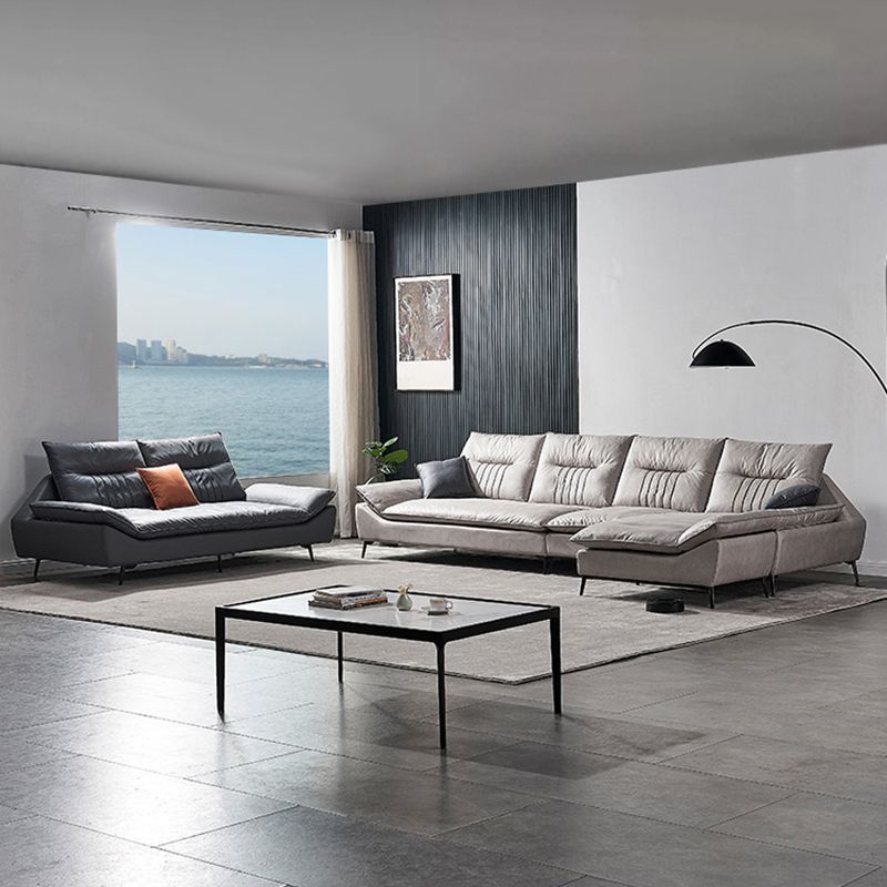 Contemporary Cushions Sofa 39.37"High Flared Arm Stain Resistant Sofa Clearhalo 'furn' 'furn_sectionals' 'Furniture' 'furniture_sectionals' 'kitchen' 'kitchen_sectionals' 'Living Room Furniture' 'Sectionals' 1200x1200_9d53679c-8240-4337-8fee-17be9c6e2eea