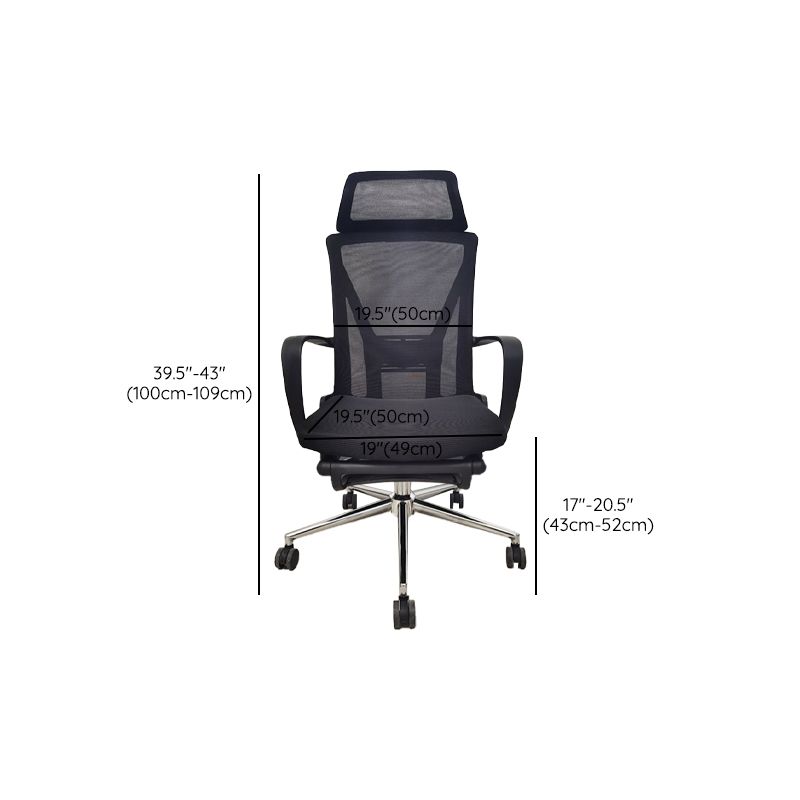 Chaise de bureau coulissante moderne, siège réglable en hauteur, bras fixes, noir, avec roulettes