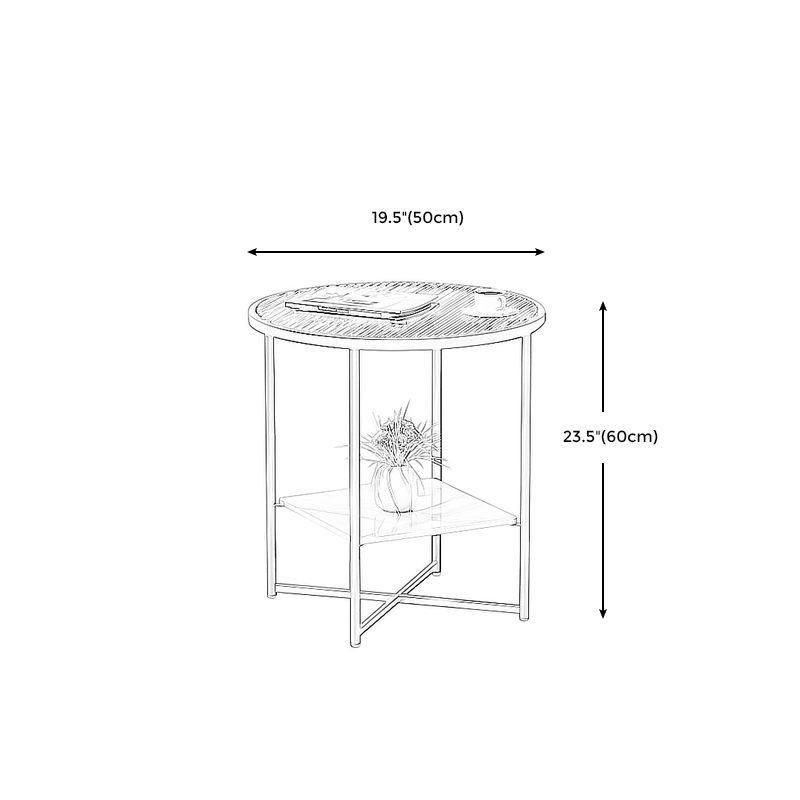 Modern Round Glass Top End Table Cross Legs Sofa Side Table with Shelf Clearhalo 'Coffee & Accent Tables' 'End & Side Tables' 'end_side_tables' 'furn' 'furn_end_side_tables' 'Furniture' 'Living Room Furniture' 1200x1200_9d549d7d-d465-438a-9bc9-8fa4e911f03c