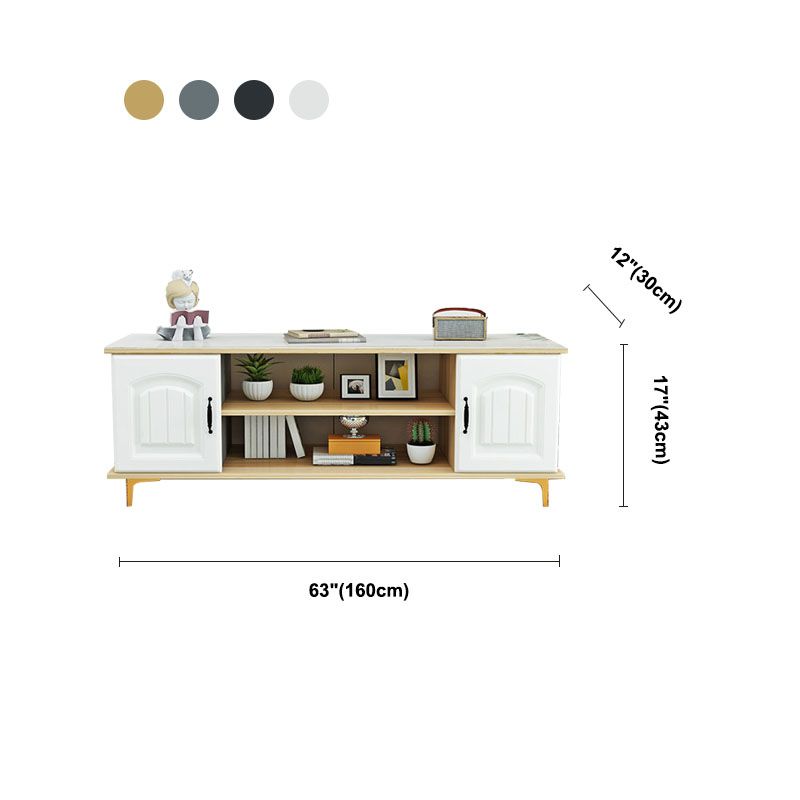Console TV in legno moderno Console Open Storage TV con 2 porte, 12 "D x 17" H