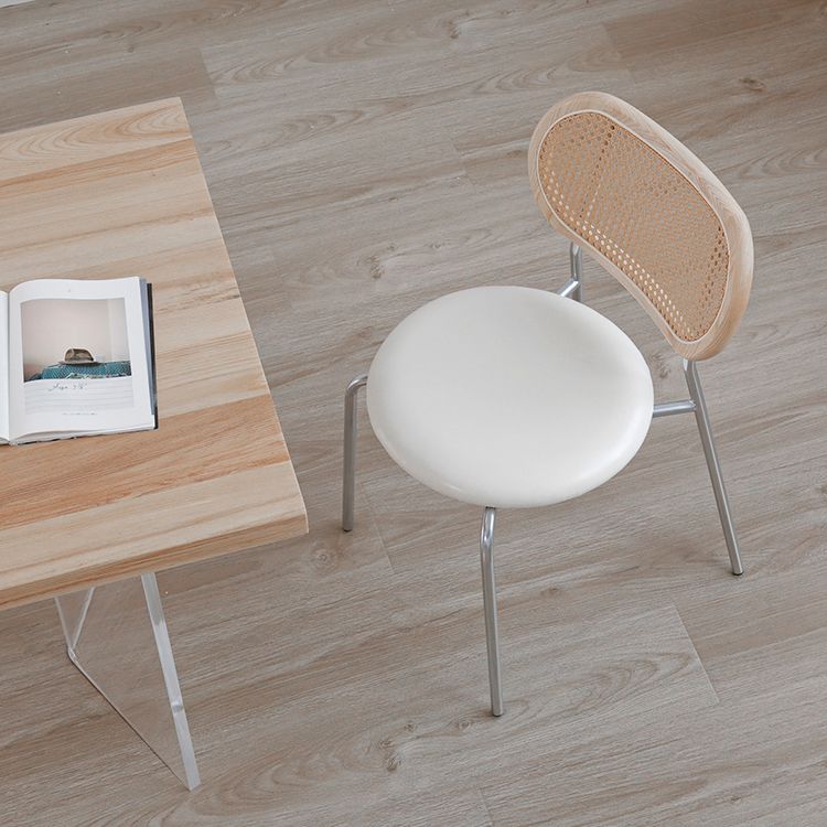 PU Leather Armless Dining Chair Contemporary Cane Back Dining Chair Clearhalo 'Dining Chairs' 'Dining Tables & Seating' 'dining_chair' 'furn' 'furn_dining_chair' 'Furniture' 'furniture_dining_chair' 'Kitchen & Dining Furniture' 1200x1200_9d55d5d3-0d2d-4928-a395-a2ff7df98f4f