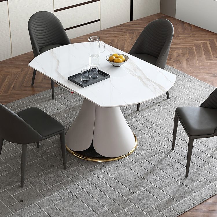 Glam 1/4/5/7 Pieces Scalable Dinette Set with White Sintered Stone Round Dining Table Set Clearhalo 'Dining Room Sets' 'Dining Tables & Seating' 'dining_room_set' 'furn' 'furn_dining_room_set' 'Furniture' 'furniture_dining_room_set' 'Kitchen & Dining Furniture' 1200x1200_9d5637bb-6869-45bb-8cff-0abcd402a716