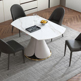 Glam 1/4/5/7 Pieces Scalable Dinette Set with White Sintered Stone Round Dining Table Set Clearhalo 'Dining Room Sets' 'Dining Tables & Seating' 'dining_room_set' 'furn' 'furn_dining_room_set' 'Furniture' 'furniture_dining_room_set' 'Kitchen & Dining Furniture' 1200x1200_9d5637bb-6869-45bb-8cff-0abcd402a716
