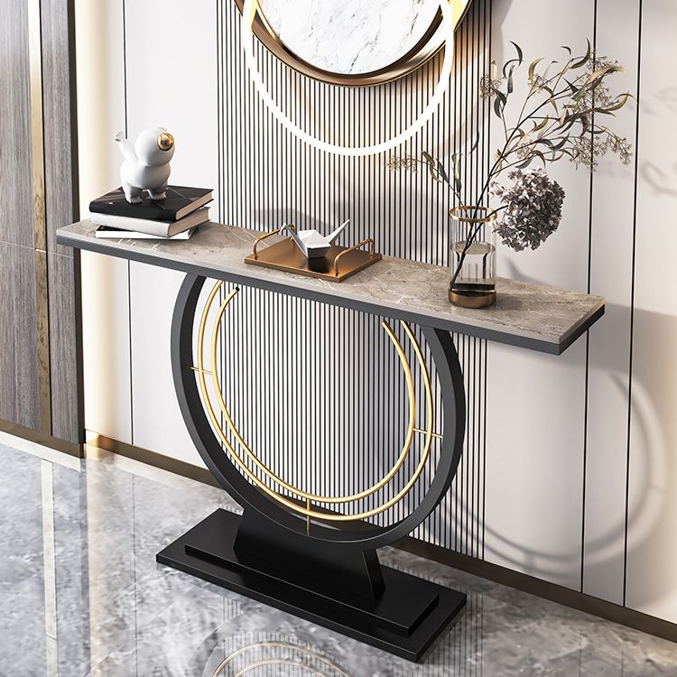 Stone Rectangle Console Table 1-shelf 31.5" Tall End Table for Hall Clearhalo 'Console Tables' 'console_tables' 'Entry & Mudroom Furniture' 'furn' 'furn_console_tables' 'Furniture' 1200x1200_9d564aa2-6452-47a8-a7e7-c33a0b46ed34