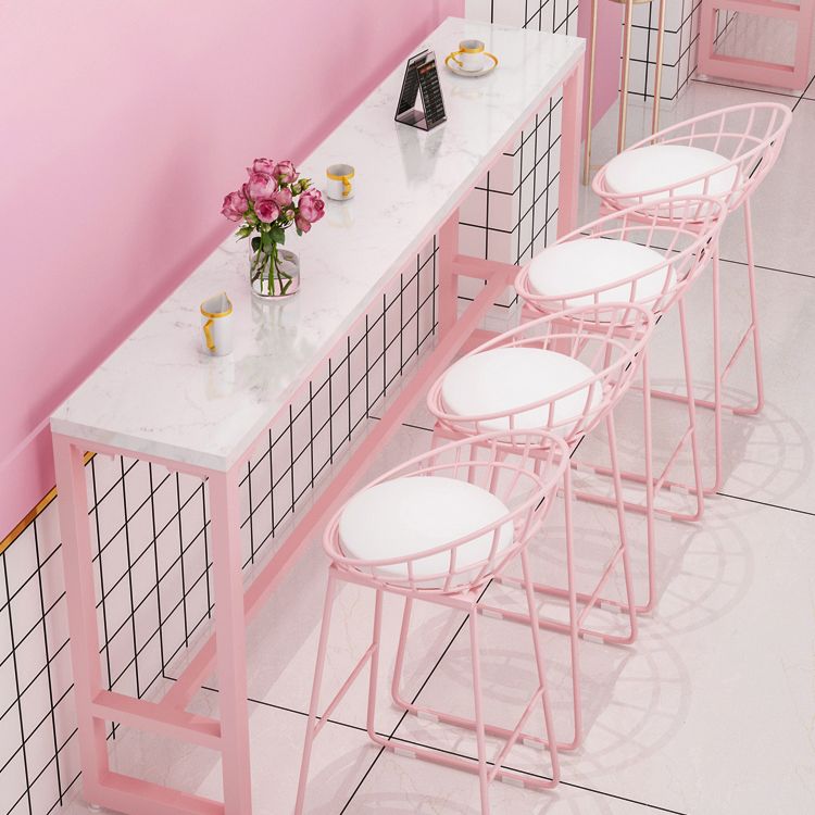 Cafe and Break-room Modern Pub/Bar Table Rectangle Footrest Pink Bar Height Pub Table Clearhalo 'Bar Furniture' 'Bar Tables' 'bar_tables' 'furn' 'furn_bar_tables' 'Furniture' 'furniture_bar_tables' 'Kitchen & Dining Furniture' 'kitchen&dining_furn' 'kitchen' 1200x1200_9d5ae2ca-23cb-4ee1-9a82-6d168d48f401