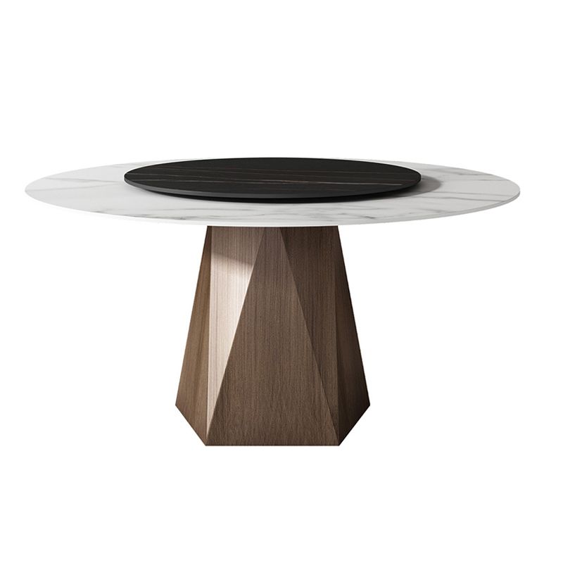 Stone Top Dining Table Contemporary Dining Table with Brown Pedestal Base Clearhalo ' dining_table' 'Dining Tables & Seating' 'Dining Tables' 'furn' 'furn_dining_table' 'Furniture' 'furniture_dining_table' 'Kitchen & Dining Furniture' 'kitchen&dining_furn' 'kitchen' 'kitchen_dining_table' 1200x1200_9d5fdacf-8b26-473f-b447-d3623a8ba48f