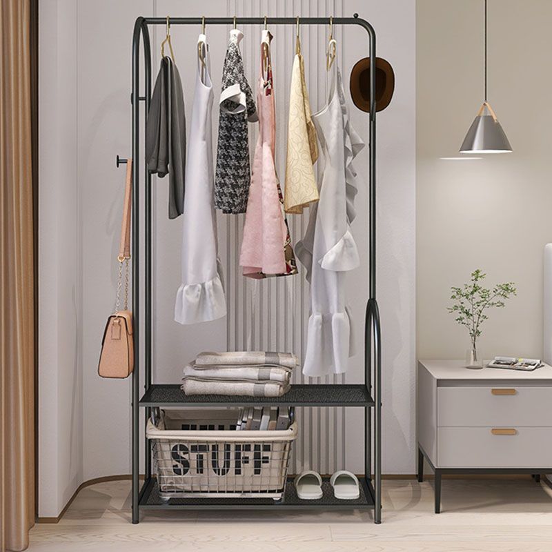 Contemporary Metal Coat Hanger Free Standing Coat Rack with Shelves Shelving Clearhalo 'Entry & Mudroom Furniture' 'furn' 'furn_hall_tree_coat_racks' 'Furniture' 'Hall Trees & Coat Racks' 'hall_tree_coat_racks' 1200x1200_9d61fa52-98bb-456b-b4ab-89ad9bcb4d03