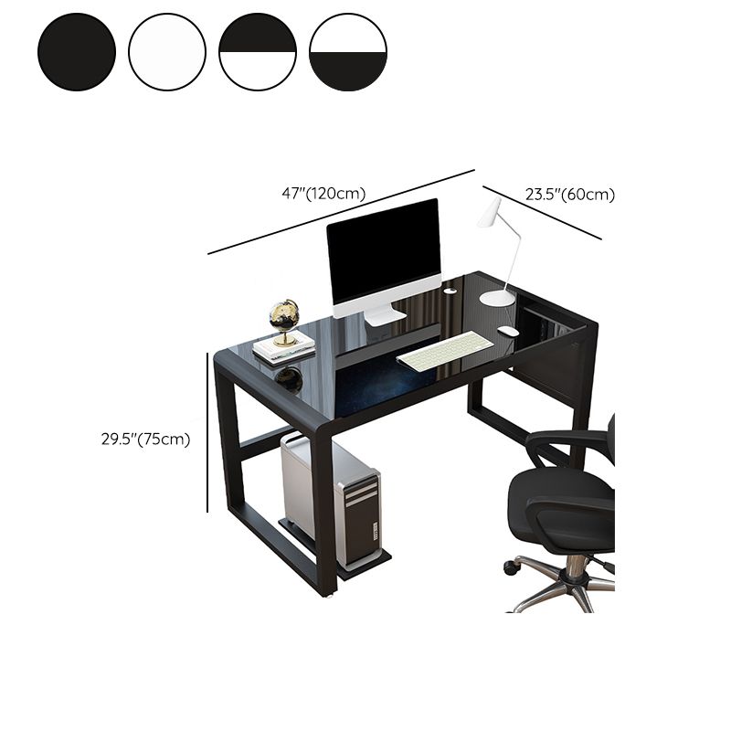 Contemporary Glass Top Computer Desk Sled Base 29.53-inch Tall Gaming ...