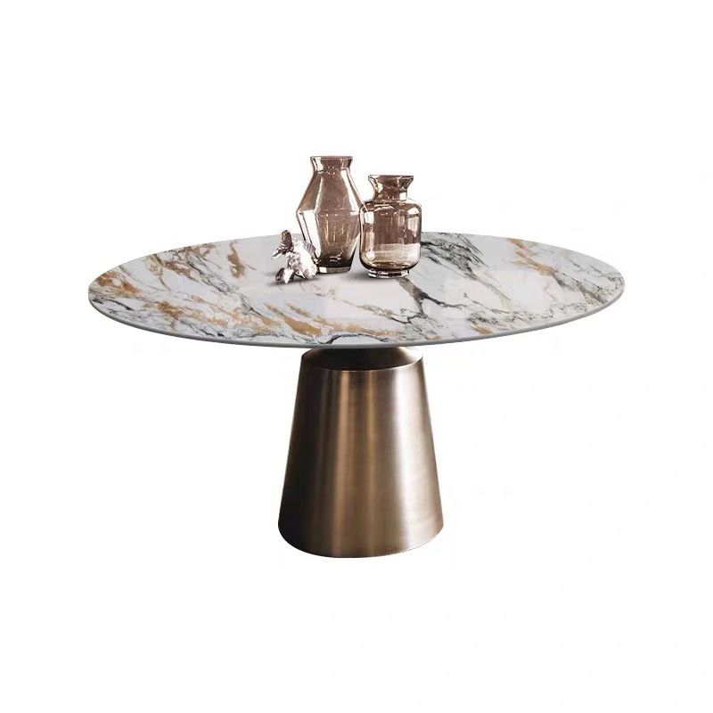 Traditional Luxury Round Dining Table Sintered Stone Top Table with Pedestal Base Clearhalo 'Dining Tables & Seating' 'Dining Tables' 'dining_table' 'furn' 'furn_dining_table' 'Furniture' 'Kitchen & Dining Furniture' 1200x1200_9d65c4c8-f239-4d0b-99f2-55190472a32a