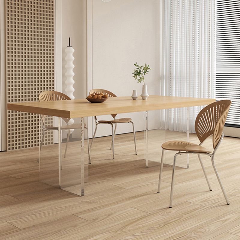 Contemporary Solid Wood Furniture 1/4/5 Pcs Dining Room Table Set in Natural