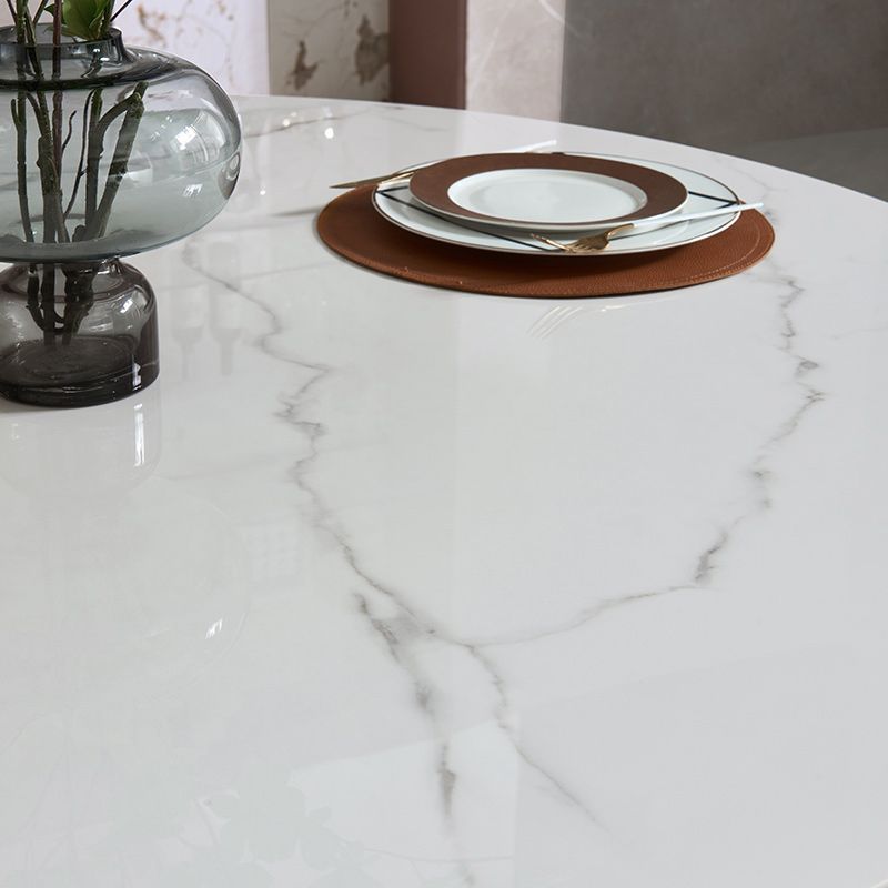 モダンな石造りの家具1/2/5/7/9 PCS布張りの椅子付きダイナーテーブル丸い形状