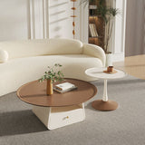 Piedistallo tavolino da caffè a 2 pezzi Set moderno tavolo da cocktail top rotondo con archiviazione