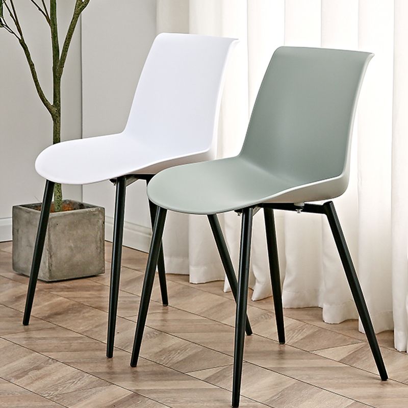 Nordic Solid Back Side Chair Plastic Indoor Arm Chair with Metal Base for Restaurant Clearhalo 'Dining Chairs' 'Dining Tables & Seating' 'dining_chair' 'furn' 'furn_dining_chair' 'Furniture' 'Kitchen & Dining Furniture' 1200x1200_9d6a806f-b2a2-4175-8a77-3e8be03fcdee