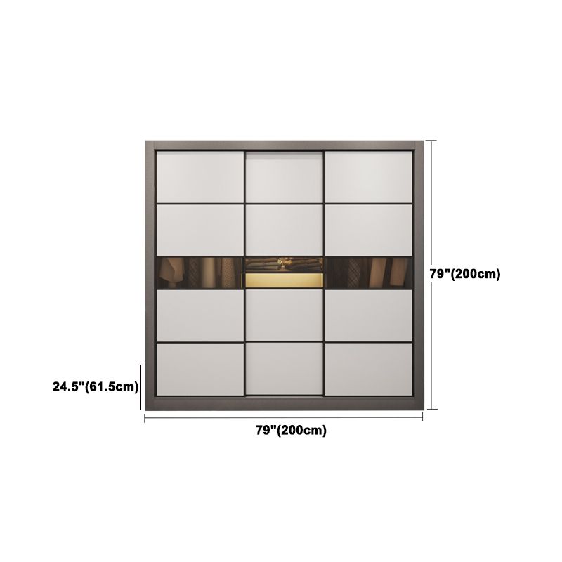 Contemporary Style Wooden Wardrobe White Colour Soft Close Door Wardrobe Closet Clearhalo 'Armoires & Wardrobes' 'armoires_wardrobes' 'Bedroom Furniture' 'furn' 'furn_armoires_wardrobes' 'Furniture' 1200x1200_9d6b0ef1-6b24-4fc7-9e16-cd48d3639cfa