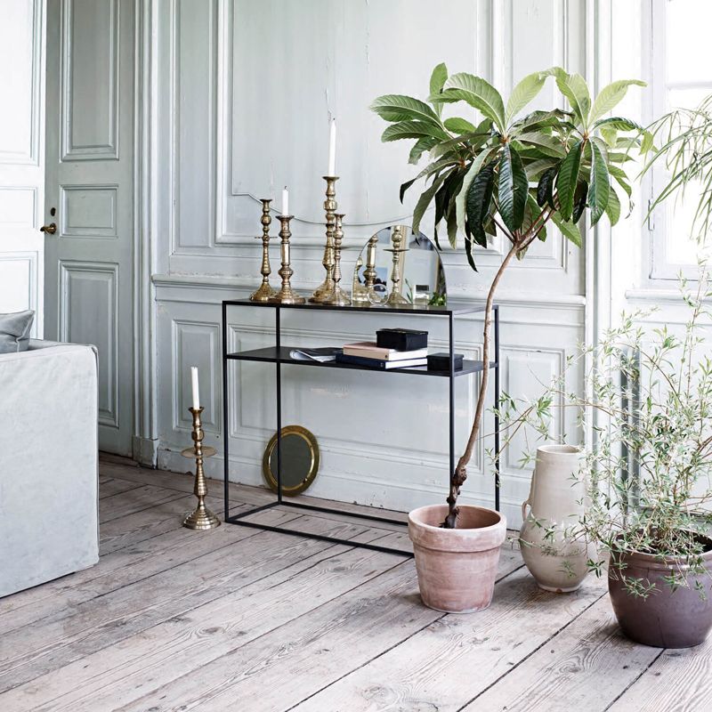 Contemporary Style Console Table Rectangle Metal Accent Table for Hall