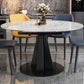 Round Steel Pedestal Dining Table Modern Dining Table with Leaf Extension Clearhalo 'Dining Tables & Seating' 'Dining Tables' 'dining_table' 'furn' 'furn_dining_table' 'Furniture' 'Kitchen & Dining Furniture' 1200x1200_9d6ba51a-2c3f-4a34-9ce1-b75ba0b60967