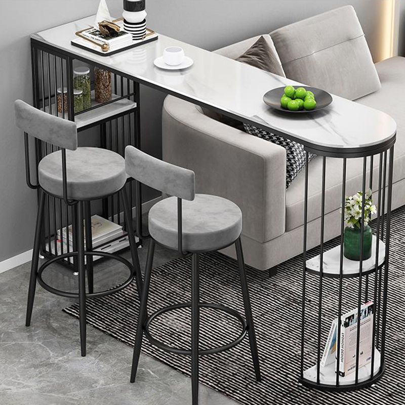 Stone Bar Dining Table Glam Oval Bar Table with Double Pedestal Base for Dining Room Clearhalo 'Bar Furniture' 'Bar Tables' 'bar_tables' 'furn' 'furn_bar_tables' 'Furniture' 'furniture_bar_tables' 'Kitchen & Dining Furniture' 1200x1200_9d6ca97d-a212-4fd6-9a41-72901b7f7cbe