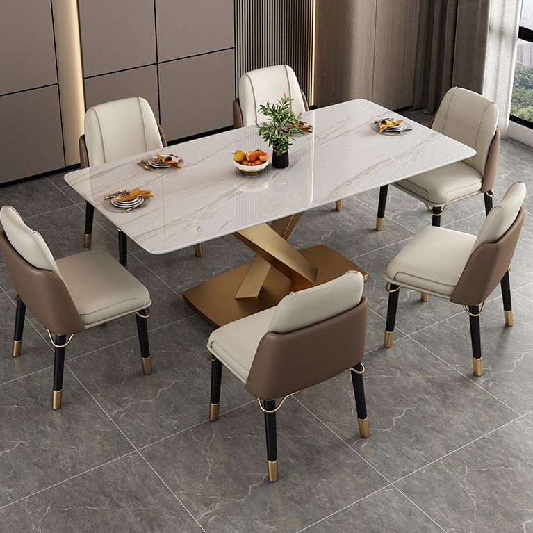 Traditional Luxury Stone Table Rectangle Pedestal Casual Dining Table for Home Clearhalo ' dining_table' 'Dining Tables & Seating' 'Dining Tables' 'furn' 'furn_dining_table' 'Furniture' 'furniture_dining_table' 'Kitchen & Dining Furniture' 'kitchen&dining_furn' 'kitchen' 'kitchen_dining_table' 1200x1200_9d6e20cf-92df-4a58-a191-3045f0c1da0c