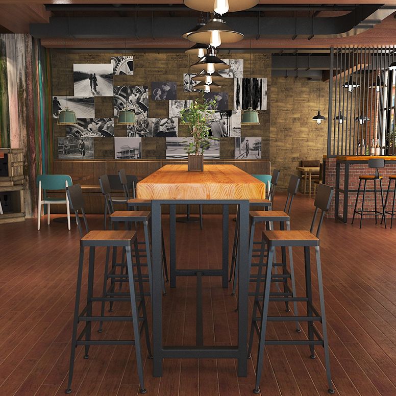 Brown Modern Bar Table Solid Wood Bar Table with Metal Base for Coffee Shop, Only Table Clearhalo 'Bar Furniture' 'Bar Tables' 'bar_tables' 'furn' 'furn_bar_tables' 'Furniture' 'furniture_bar_tables' 'Kitchen & Dining Furniture' 1200x1200_9d6efc8b-6088-469d-be23-be4d1c8d679a