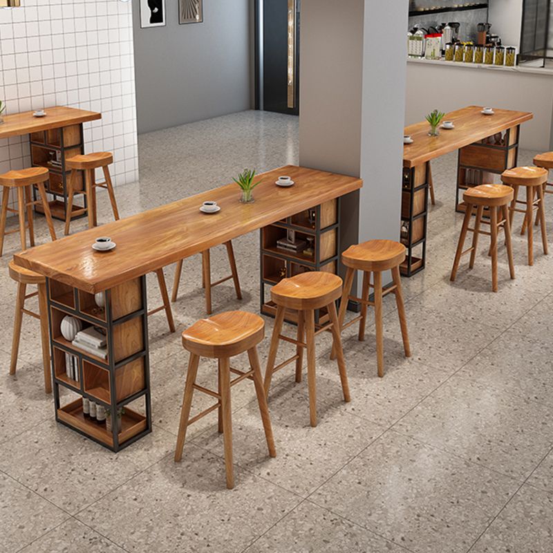 Tavolo da pranzo a barre di legno rettangolo tavolo da bar moderno con base a slitta