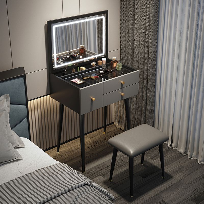 Glam Mirrored Glass Vanity Desk 3 Drawer Vanity Dressing Table Clearhalo 'Bedroom Furniture' 'furn' 'furn_makeup_vanities' 'Furniture' 'Makeup Vanities' 'makeup_vanities' 1200x1200_9d70ef2d-fe83-4b57-a8bc-2e1df162aa54