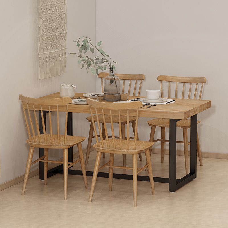 Modern Style Solid Wood Dining Set with Rectangle Shape Table and Trestle Base for Home Use Clearhalo 'Dining Room Sets' 'Dining Tables & Seating' 'dining_room_set' 'Furniture' 'furniture_dining_room_set' 'Kitchen & Dining Furniture' 'kitchen&dining_furn' 'kitchen' 1200x1200_9d715365-f300-4daf-a68f-c08f50da3210