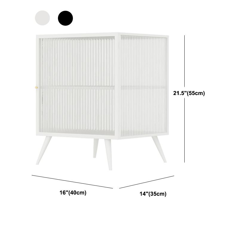 Modern Metal Bed Cabinet Stone Top 1-Shelf Nightstand in Black/White Clearhalo 'Bedroom Furniture' 'furn' 'furn_night_stand' 'Furniture' 'night_stand' 'Nightstands' 1200x1200_9d71b255-df86-4d07-8f84-4816c3278edf