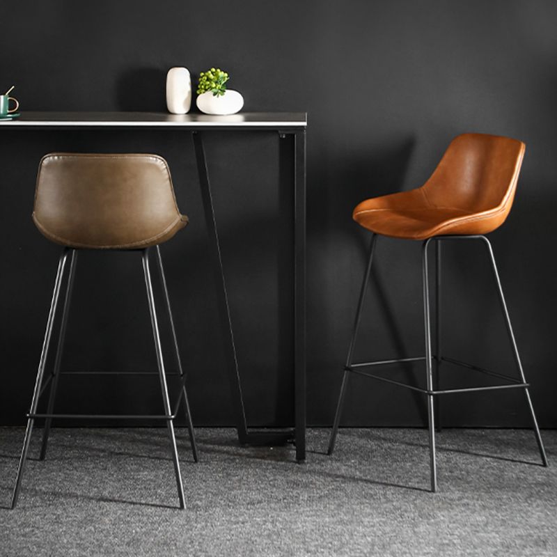 Faux Leather Dining Stools Bucket Armless Bar Stools with Metal Legs Clearhalo 'Bar Furniture' 'Bar Stools' 'bar_stools' 'furn' 'furn_bar_stools' 'Furniture' 'Kitchen & Dining Furniture' 1200x1200_9d732cac-d7ff-4930-aaf2-3f7d91283739