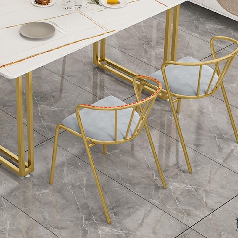Set di dinette glam con telaio in metallo oro 1/5/7 pezzi set da pranzo in pietra