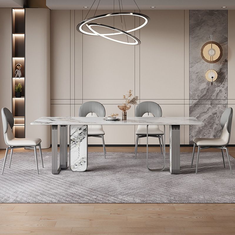 Nordic Sintered Stone Top Dining Set Rectangle 1/2/5/6/7 Pieces Dining Table with Chairs Clearhalo 'Dining Room Sets' 'Dining Tables & Seating' 'dining_room_set' 'furn' 'furn_dining_room_set' 'Furniture' 'furniture_dining_room_set' 'Kitchen & Dining Furniture' 1200x1200_9d75b4b7-4684-434d-b9ae-70f80dc5fb7b