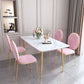 Set da tavolo da pranzo rettangolare glam 1/2/5 pezzi Dinette set con top in pietra sinterizzata bianca