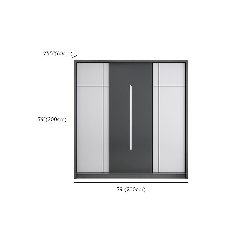 Gray Contemporary Wardrobe Armoire with Drawer Wooden Wardrobe Cabinet Clearhalo 'Armoires & Wardrobes' 'armoires_wardrobes' 'Bedroom Furniture' 'furn' 'furn_armoires_wardrobes' 'Furniture' 1200x1200_9d767d6a-9b6d-44aa-97f8-8730b5c302c2