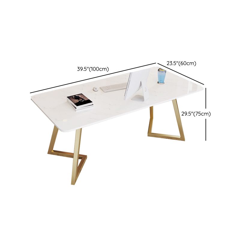 グラムメタルオフィスデスクオフィス用のゴールデン長方形のライティングデスク