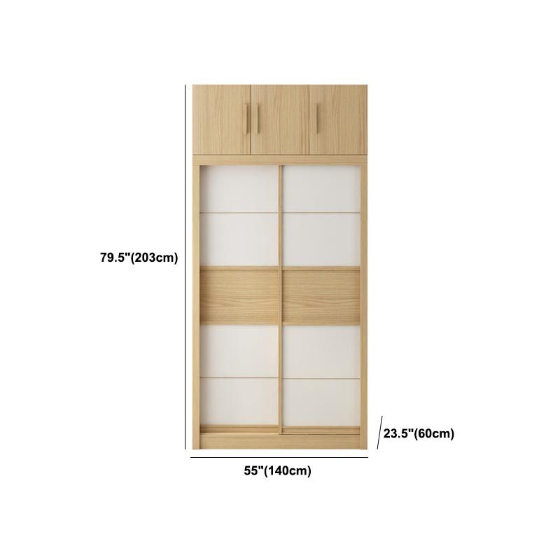 Modern Natural Wardrobe Armoire Engineered Wood Wardrobe with Drawer Clearhalo 'Armoires & Wardrobes' 'armoires_wardrobes' 'Bedroom Furniture' 'furn' 'furn_armoires_wardrobes' 'Furniture' 1200x1200_9d7a8c90-a8c6-4518-9ef2-85ec90bf7c1e