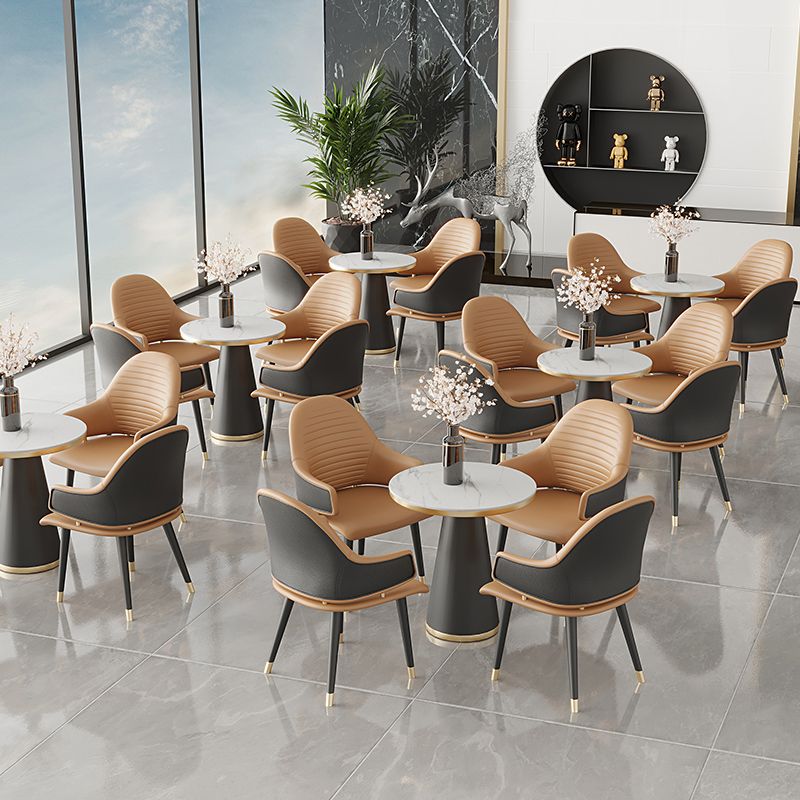 Glam Style 1/5 Pieces Dining Set Sintered Stone Dining Table Set for Home Use Clearhalo 'Dining Room Sets' 'Dining Tables & Seating' 'dining_room_set' 'furn' 'furn_dining_room_set' 'Furniture' 'furniture_dining_room_set' 'Kitchen & Dining Furniture' 'kitchen&dining_furn' 'kitchen' 1200x1200_9d812b59-58df-458f-9148-4569aba4c21c