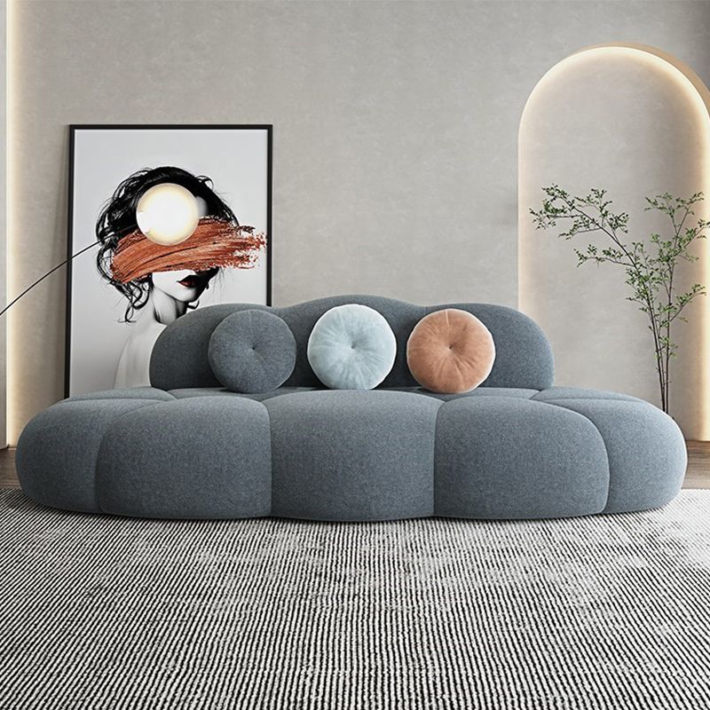 Sofá de lana de sofá curva sin brazo contemporáneo con espalda apretada para sala de estar