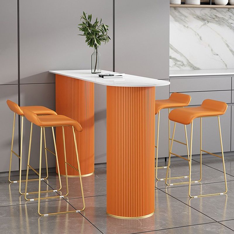 Industrial Free Form Bar Height Table Stone and Iron Bar Table with Double Pedestal Clearhalo 'Bar Furniture' 'Bar Tables' 'bar_tables' 'furn' 'furn_bar_tables' 'Furniture' 'Kitchen & Dining Furniture' 1200x1200_9d831321-2db3-4012-96b6-034dac1150a5