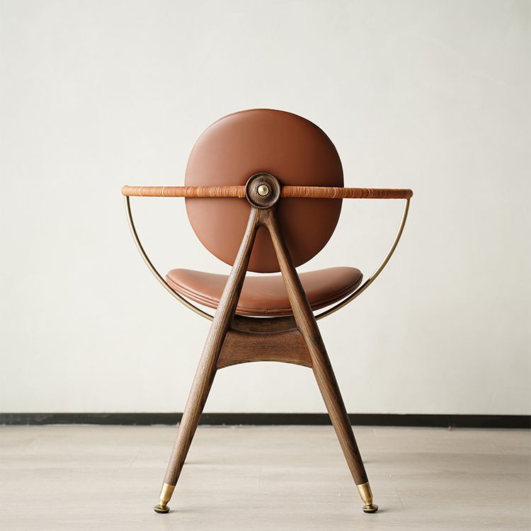 Contemporary Home Dining Chair Leather Upholstered Arm Chair