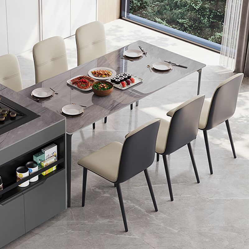 Stone Top Dining Room Dinner Kitchen Table Rectangle Dining Table with 4 Legs Clearhalo 'Dining Tables & Seating' 'Dining Tables' 'dining_table' 'furn' 'furn_dining_table' 'Furniture' 'Kitchen & Dining Furniture' 1200x1200_9d85e07b-5d46-4f22-9112-9a33f51dbd14