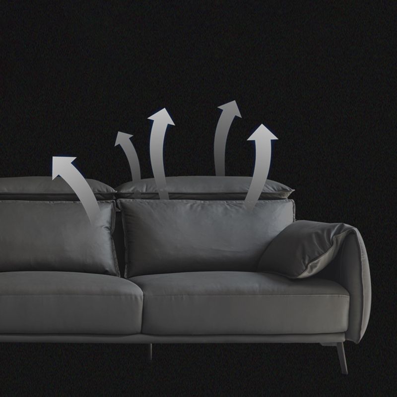 Sofá de brazo de almohada de almohada de cuero de cuero genuino