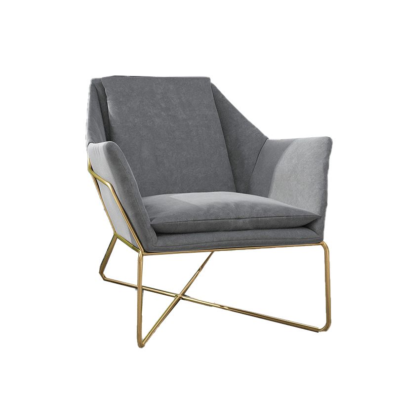 Mid-century Modern 27.56" Wide Fixed Back Cross Base Flared Arms Chair