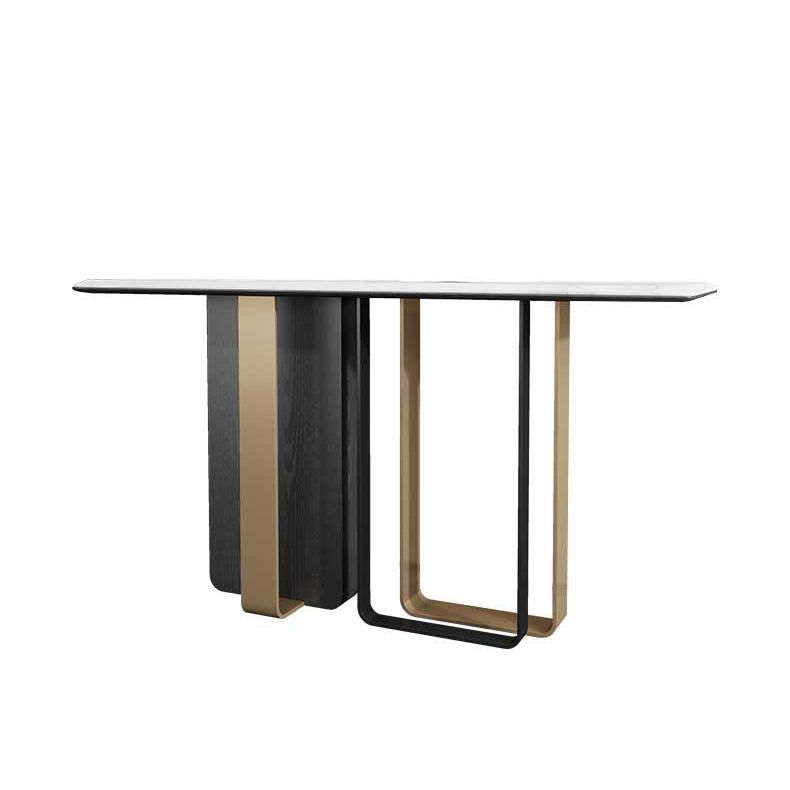 Glam Stone Accent Table Rectangle Console Sofa Table for Hall