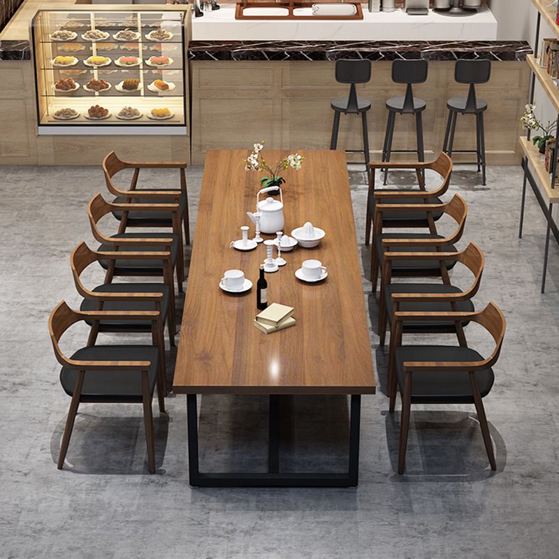 Metal Industrial Rectangle Table Pine Wood Top Indoor Table with Trestle Clearhalo 'Dining Tables & Seating' 'Dining Tables' 'dining_table' 'furn' 'furn_dining_table' 'Furniture' 'furniture_dining_table' 'Kitchen & Dining Furniture' 'kitchen' 'kitchen_dining_table' 1200x1200_9d8955ed-de7c-4d95-9e1f-0a23ae6a120f