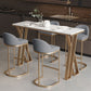 Tavolo da Bar Glam Tavolo da Pub Rettangolare Bianco con Base Oro