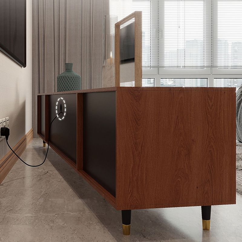 Wooden TV Stand Console Modern Minimalist Home Open TV Cabinet